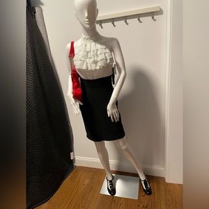NWT black & white dress w/ ruffle chiffon top, size 3